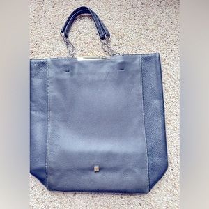 Purificacion Garcia deep blue leather bag